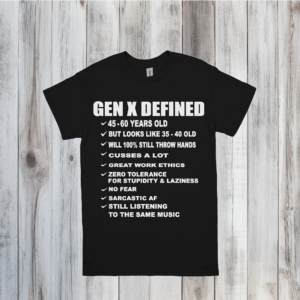 Home black on white panel gen x t shirt copy 3